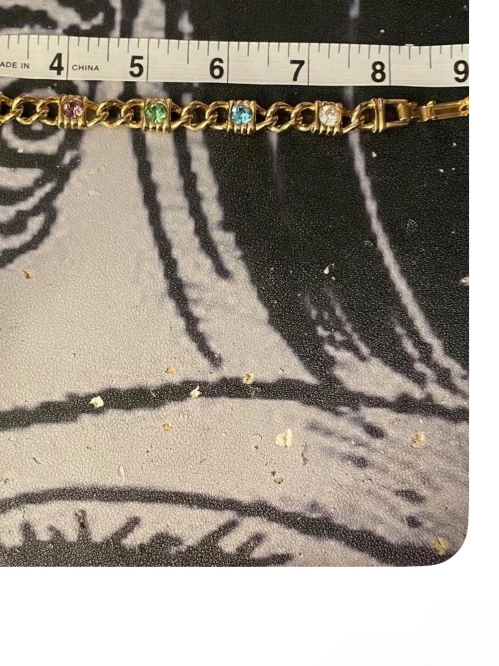 Gold-Tone Multi-Color Rhinestone Link Bracelet